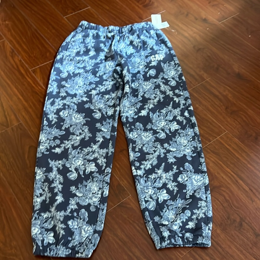 GIRLS GAP LOVE SHACK FANCY Floral Blue sweat pants XL